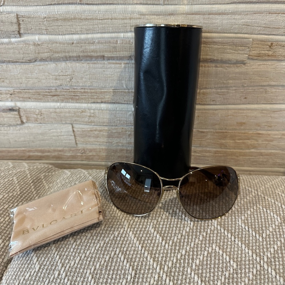 Bulgari Brown Gradient Lens Sunglasses with Gold Frame